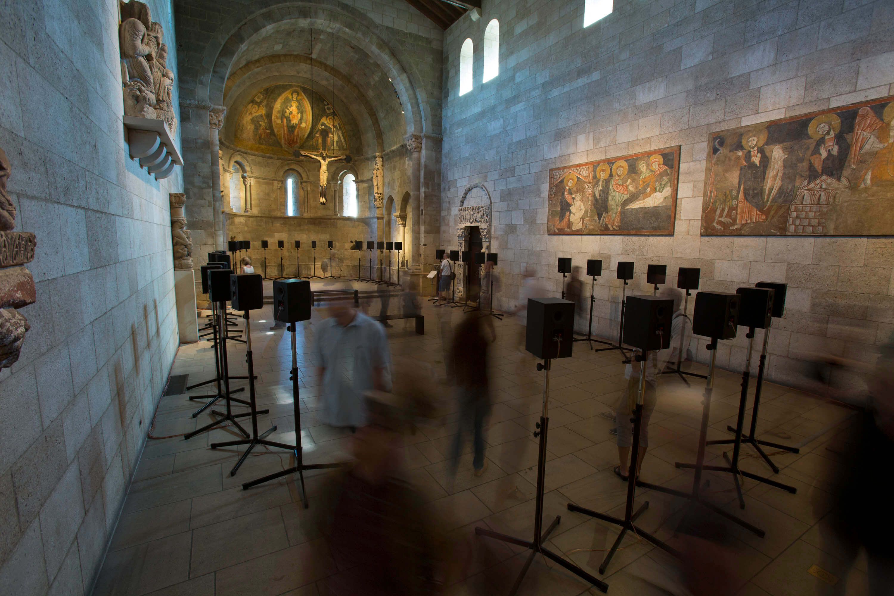 Janet Cardiff, <em>The Forty Part Motet </em> (2001) Fuentiduena Chapel at The Cloisters museum and gardens. Image: The Metropolitan Museum of Art/Wilson Santiago.